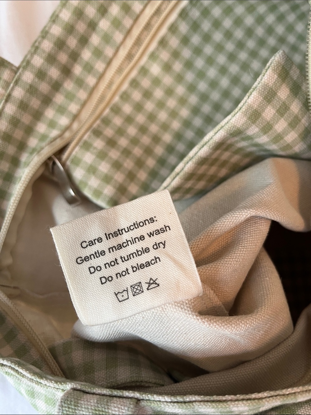 NWT Sun Freckled Studio Green Gingham Checkered Bag - Picture 11 of 13